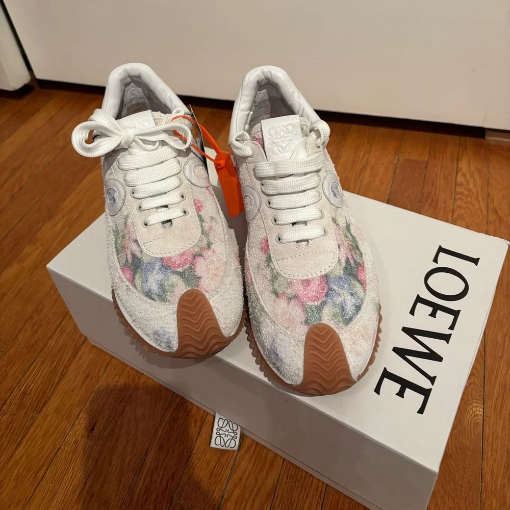 NWT LOEWE Authentic Sneakers 37 white/Pink Multicolorlor - Picture 4 of 17